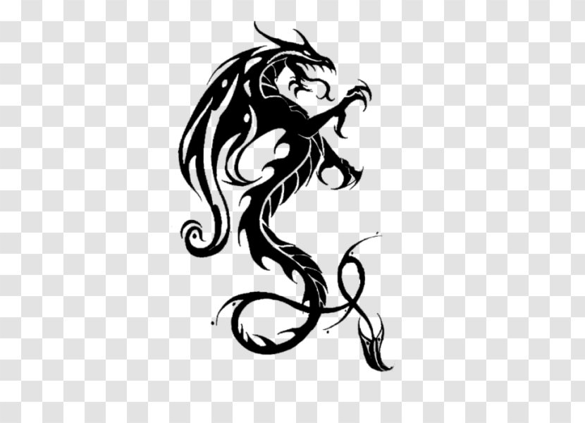 Wall Decal Paper Sticker Tattoo - Monochrome Photography - Dragon Transparent PNG