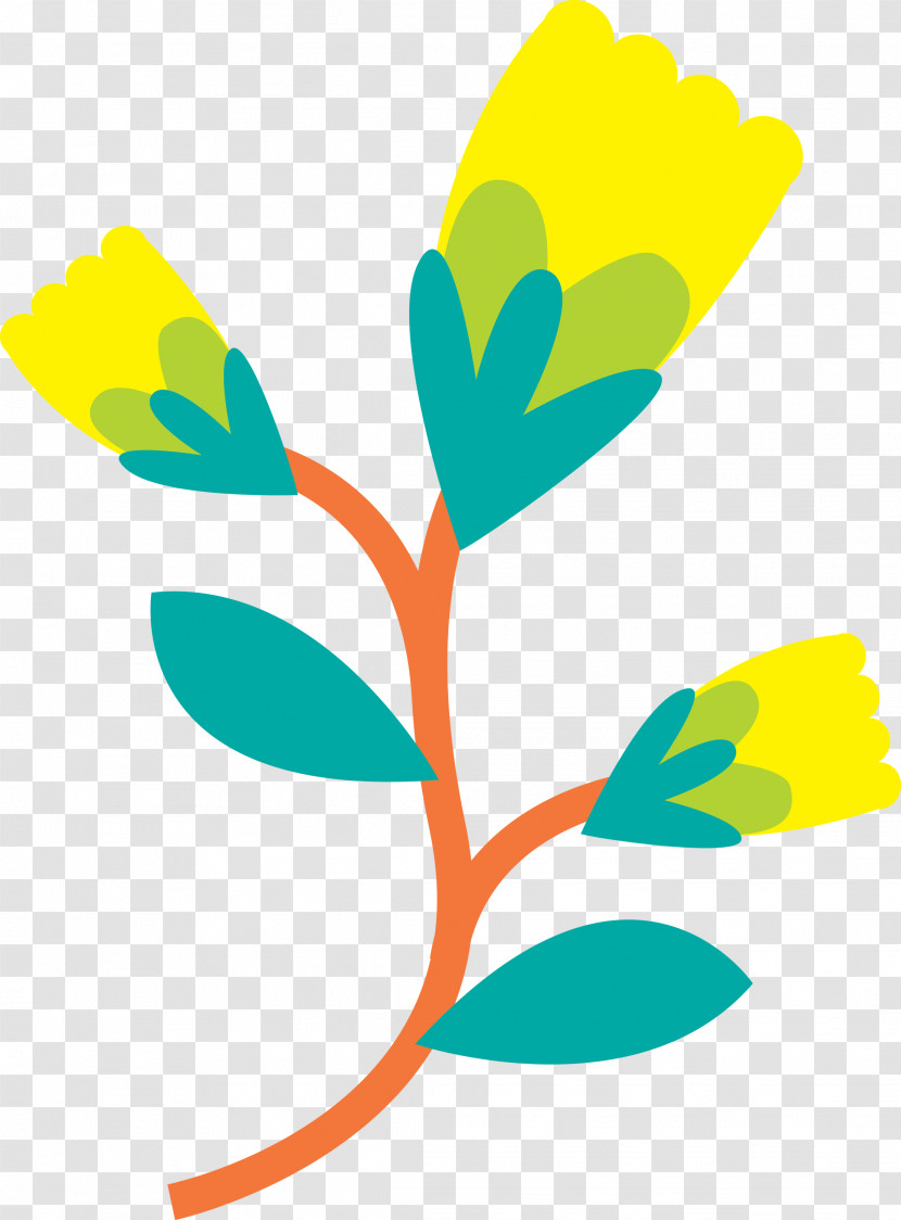 Plant Stem Leaf Yellow Flower Line Transparent PNG