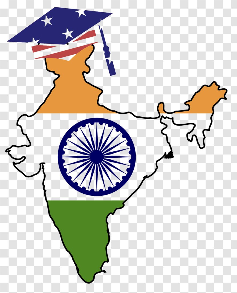Flag Of India Map Clip Art - Mapa Polityczna - Indian Transparent PNG