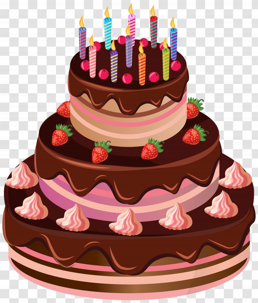 Birthday Cake Chocolate Torte - Sugar Paste - Clip Art Image Transparent PNG