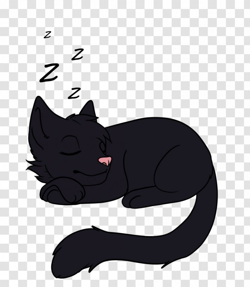 Black Cat Kitten Whiskers Domestic Short-haired - Short Haired - Sleeping Cartoon Transparent PNG