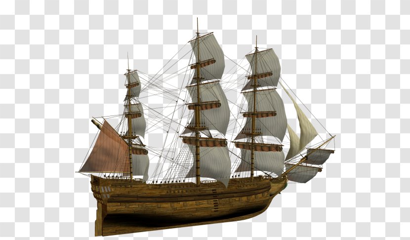 Brigantine Sailing Ship Clipper Of The Line Galleon - Vehicle - Ancient Transparent PNG