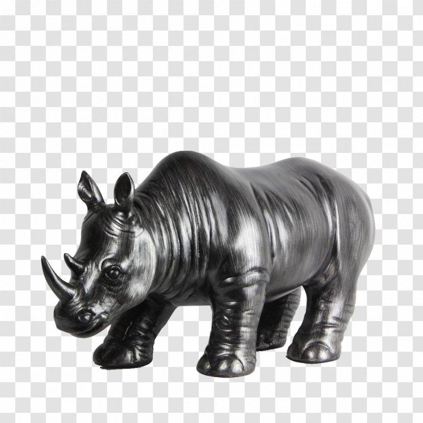 Rhinoceros Statue Icon - Black And White Transparent PNG
