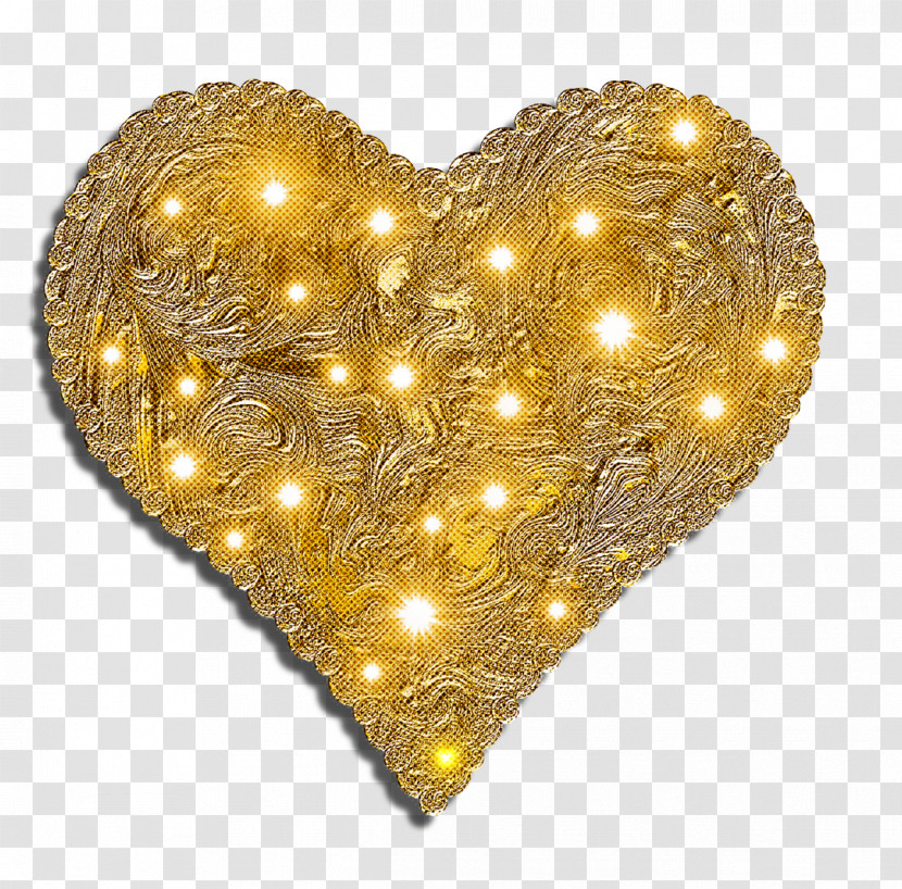 Heart Gold Gold Yellow Metal Transparent PNG