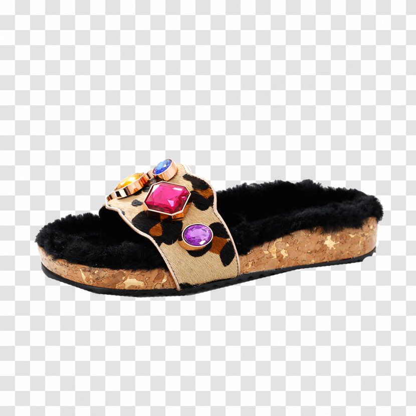 Slipper Leopard Slide Sandal Shoe - Shopping Transparent PNG