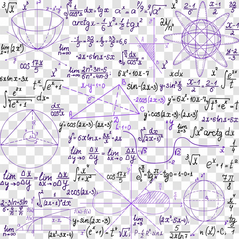 Paper Mathematics Formula Science Pattern - Heart - Purple Mathematical Notes Transparent PNG