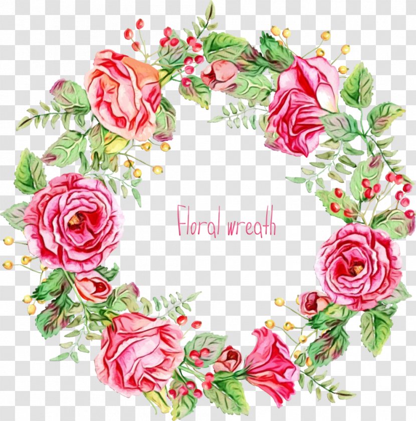 Watercolor Painting Wreath Rose Flower - Family Transparent PNG