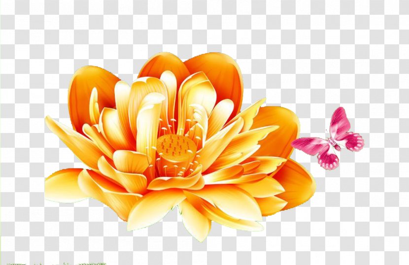 Chinese New Year Computer File - Orange - Golden Lotus Transparent PNG