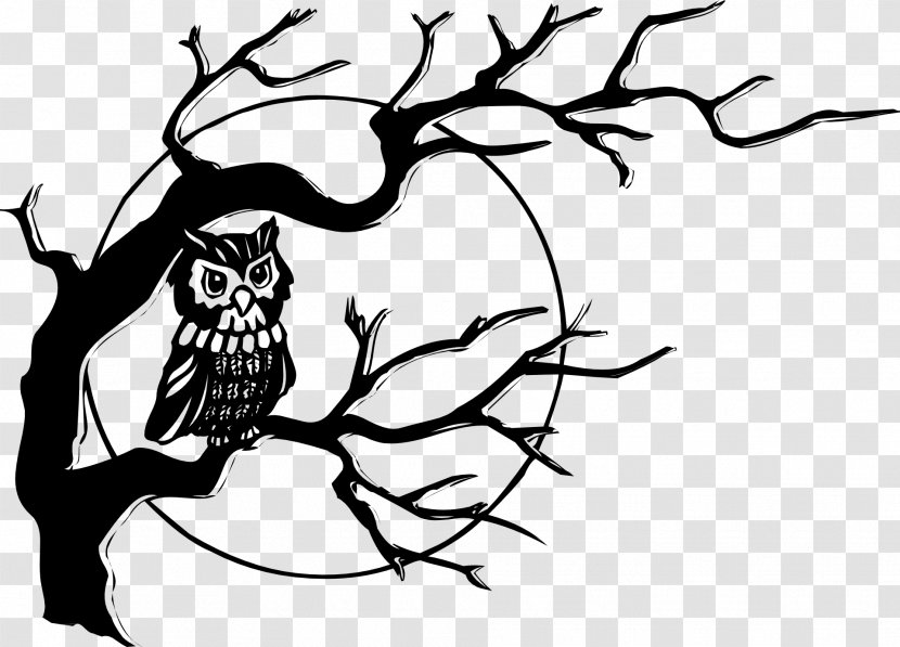 Black-and-white Owl Clip Art - Silhouette Transparent PNG