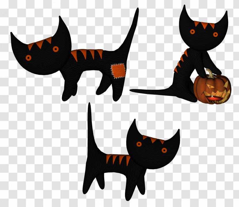 Black Cat Halloween Whiskers Clip Art - Cartoon Transparent PNG