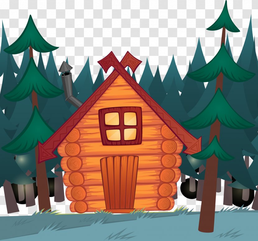 Log Cabin Cartoon Royalty-free Illustration - Christmas - Woods Transparent PNG