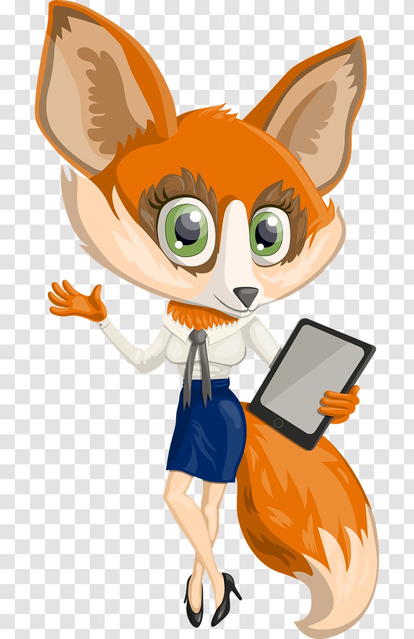 Red Fox Character Clip Art - Orange Transparent PNG