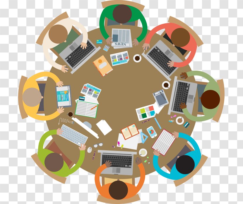 Cartoon Meeting Illustration - Round Table Transparent PNG