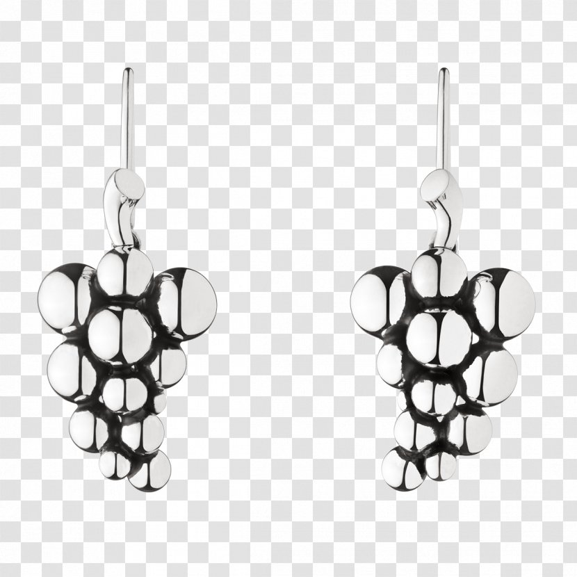 Earring Jewellery Georg Jensen Moonlight Grapes Earhook 40 - Black And White Transparent PNG