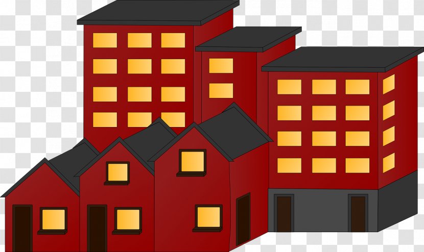 Apartment Housing Clip Art - Flat Design - Red House Transparent PNG