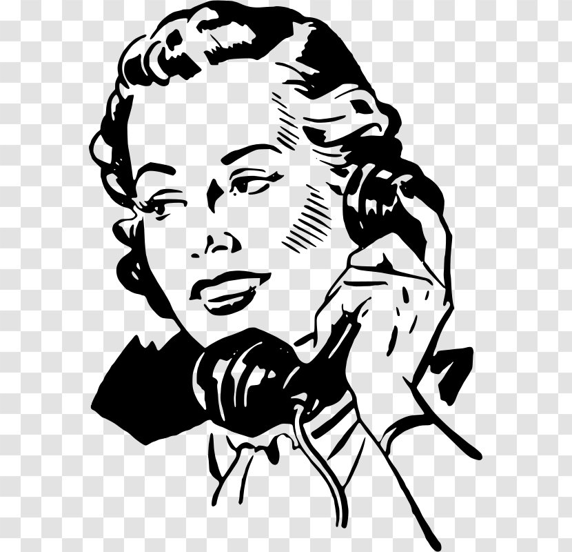 Telephone Mobile Phones Clip Art - Fictional Character - Retro Women Transparent PNG