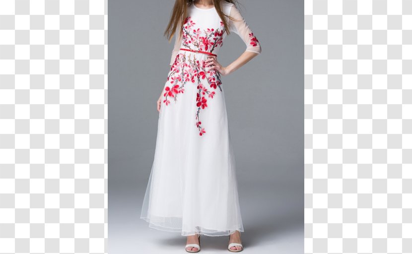 Maxi Dress Chiffon Sleeve Formal Wear - Flower Transparent PNG