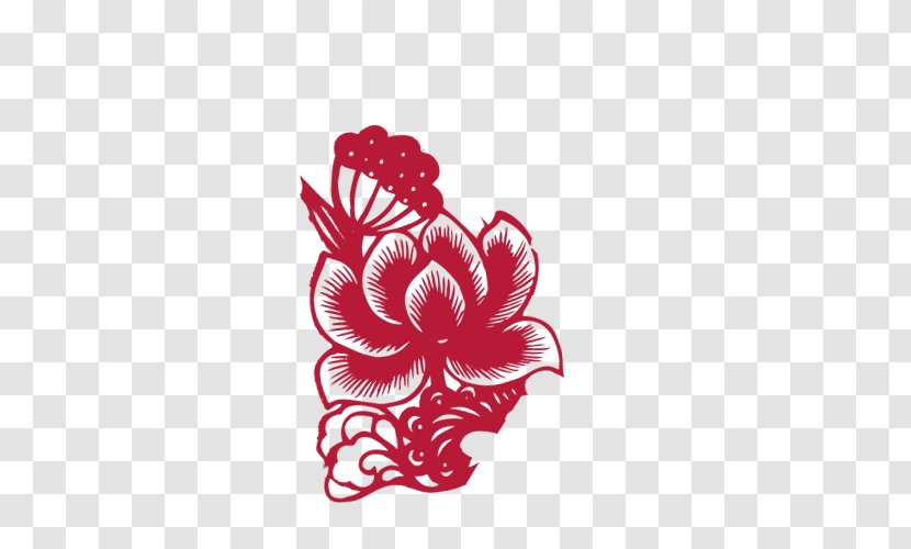 China Chinese Paper Cutting Papercutting - Floral Design - Lotus Transparent PNG