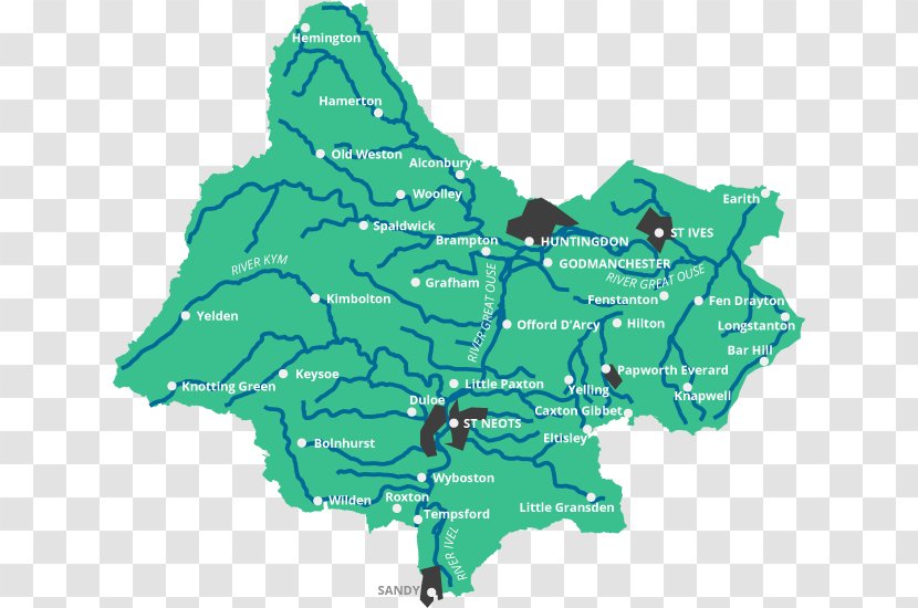 River Great Ouse Drainage Basin Catchment Area Earith - St Ivel Transparent PNG