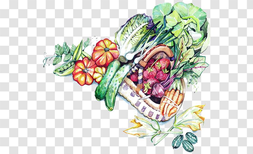 Vegetable Watercolor Painting Floral Design Illustration - Hand-painted Vegetables Transparent PNG