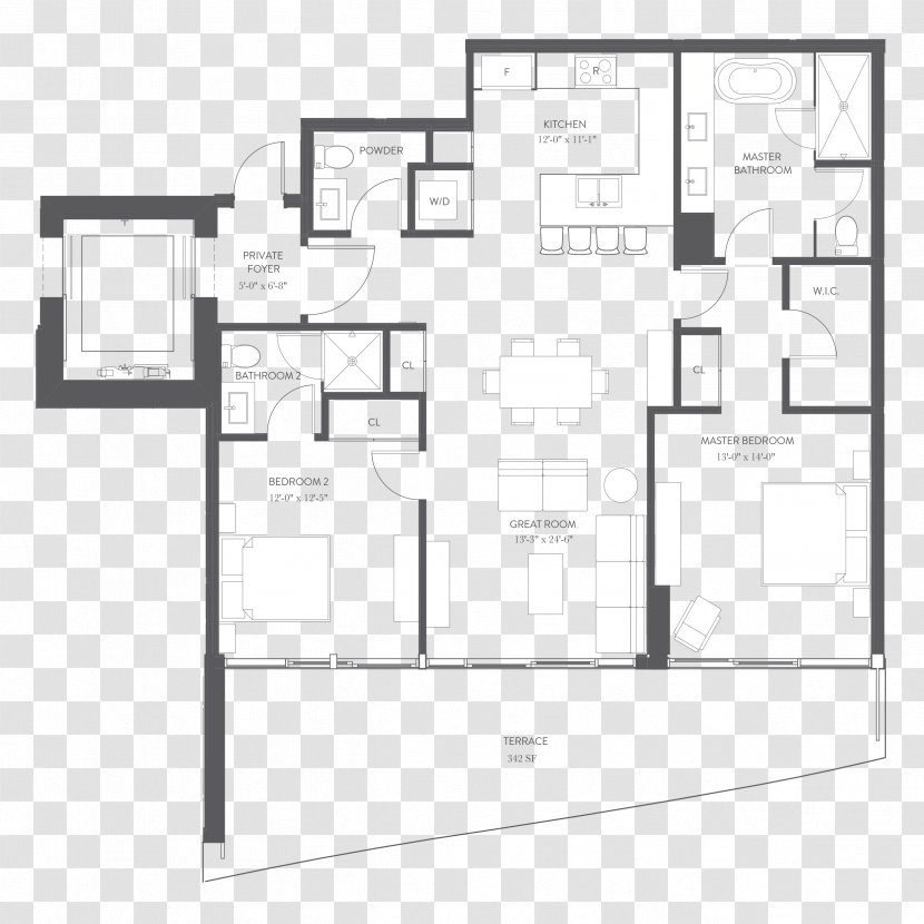 Floor Plan Architecture Miami House - Rectangle - Real Estate Transparent PNG