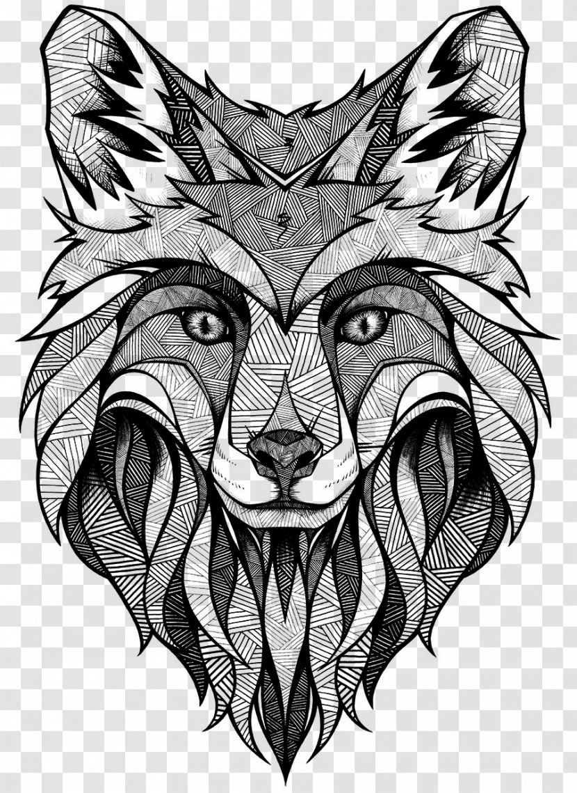 Tattoo Artist Drawing Face Illustration - Line Art - Fox Sketch Transparent PNG