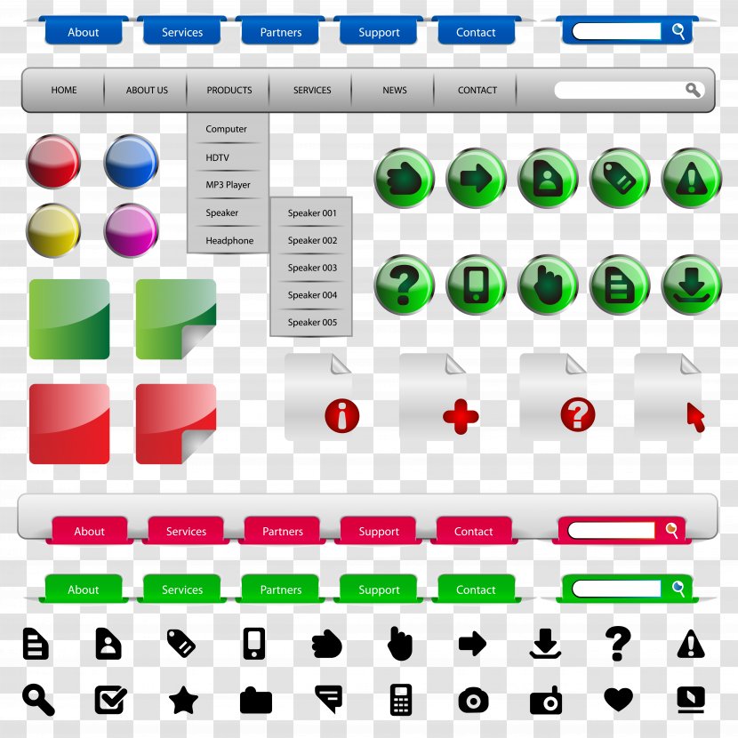 Download Web Design Icon - Text - Vector Navigation Button Labels Transparent PNG