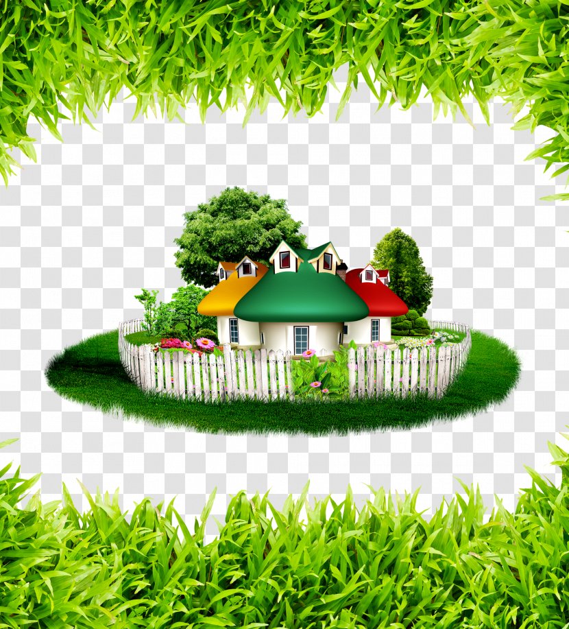 Nature Lawn Landscape Artificial Turf - Green House Transparent PNG