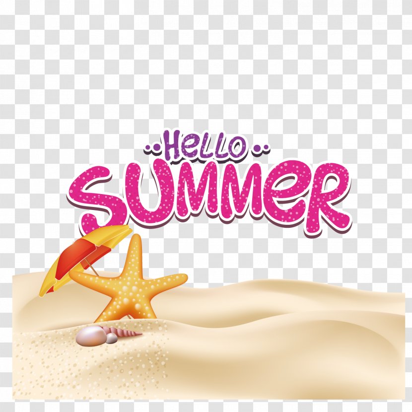 Summer Poster Illustration - Drawing - Umbrella Starfish Transparent PNG