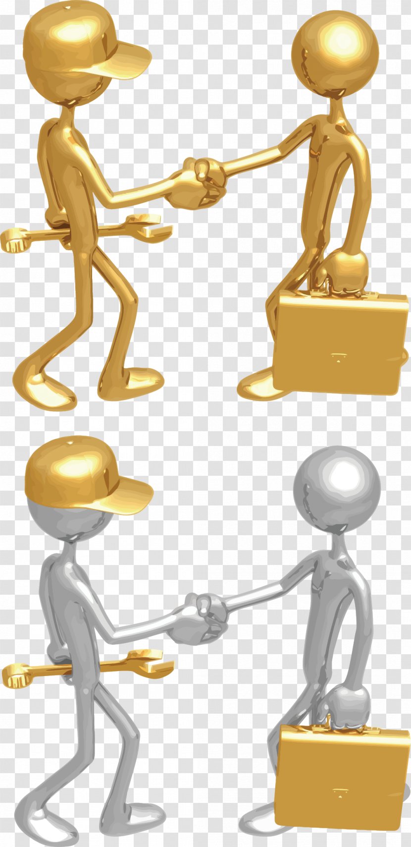 Handshake Illustration - Trophy - Vector Of Three-dimensional Gold And Silver Villain Transparent PNG