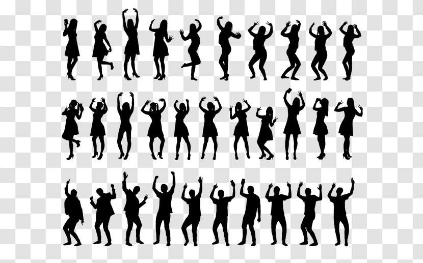 Silhouette Dance Art Clip - Human Behavior - People Jubilating Silohouette Transparent PNG