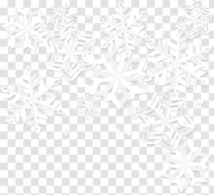 White Black Pattern - Monochrome - Gray Snowflake Transparent PNG