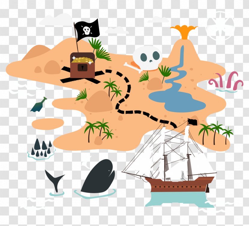 Piracy Map Euclidean Vector Treasure Navio Pirata - Arah - Island Adventure Transparent PNG