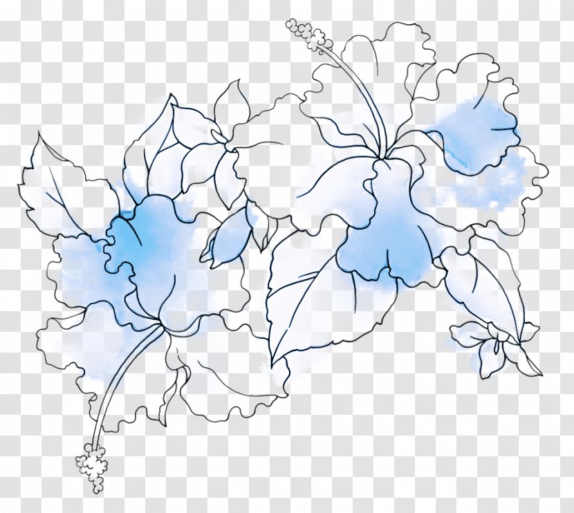 White Blue Plant Flower Petal - Line Art Transparent PNG