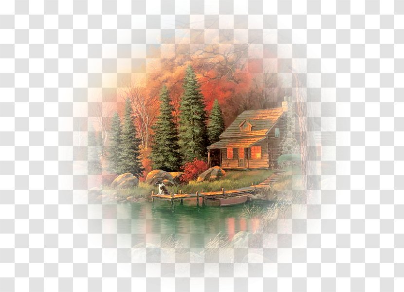Painting Art Autumn Image Log Cabin Transparent PNG