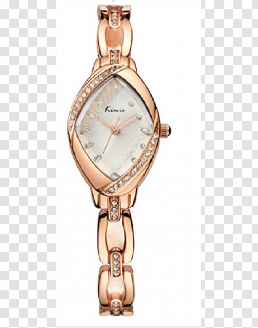 Watch Quartz Clock Strap Gold Imitation Gemstones & Rhinestones - Platinum Transparent PNG