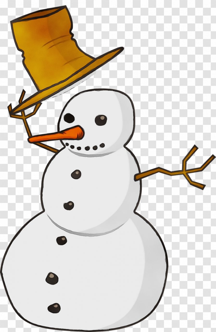 Snowman - Watercolor - Line Art Cartoon Transparent PNG