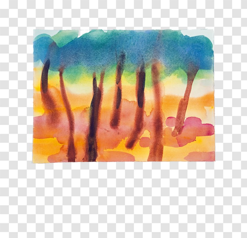 Watercolor Painting Cork Tree - Paint Transparent PNG