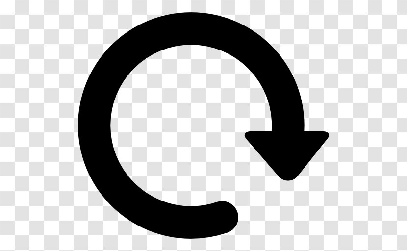Clockwise Rotation Arrow Circle - Black And White - Round Transparent PNG