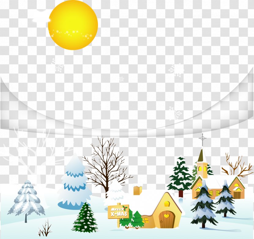 Snow Winter Christmas Village Clip Art - Illustrator Vector Material Transparent PNG