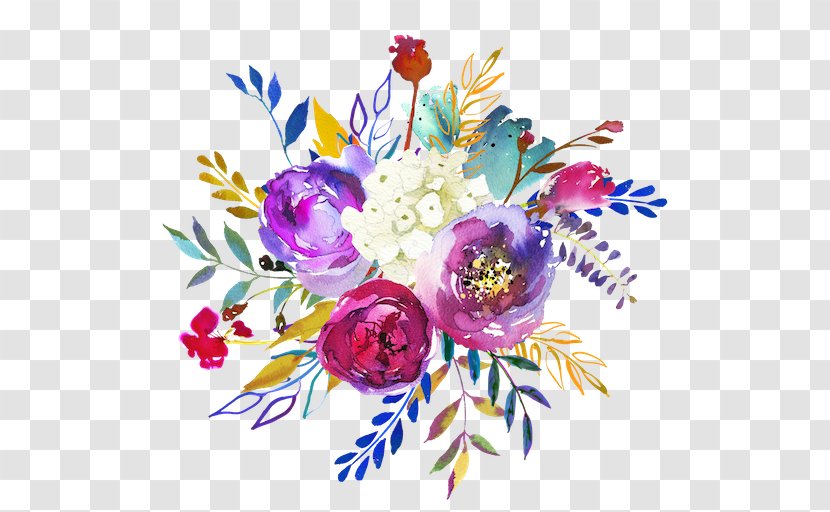 Watercolor Painting Flower Image - Wildflower - Red White Blue Fireworks Transparent PNG