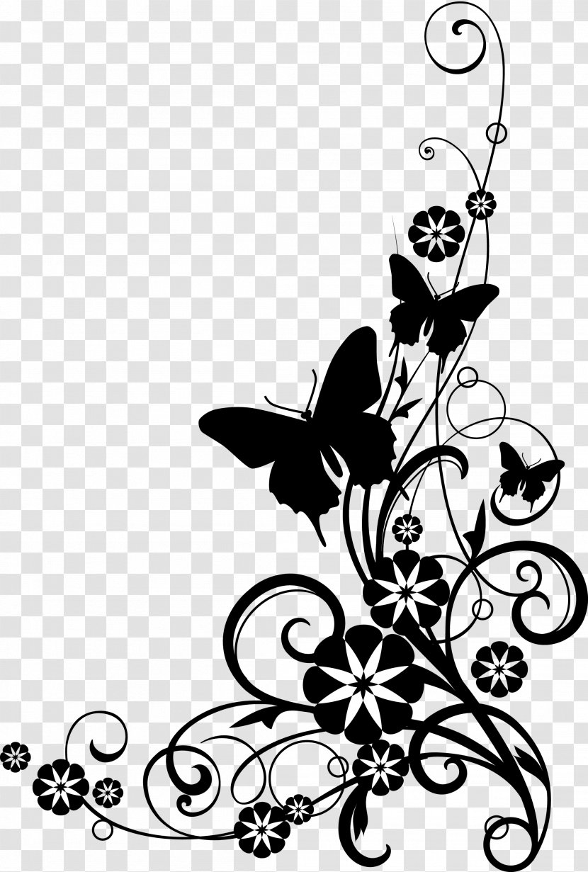 Flower Black And White Clip Art - Flora - Butterfly Pictures Transparent PNG