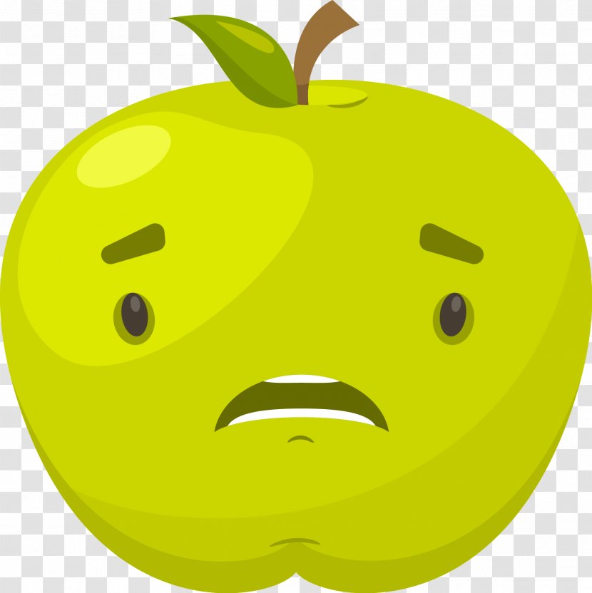 Apple Facial Expression Clip Art - A Frightened Of Green Apples Transparent PNG