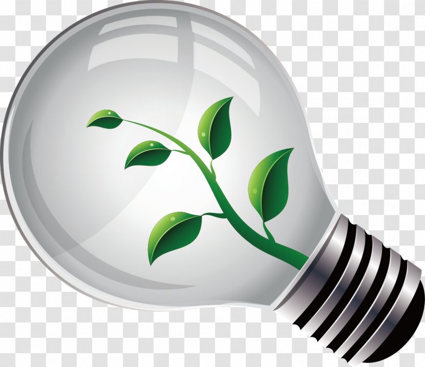 Lamp Green - Leaf - Environmental Protection Decoration Design Vector Transparent PNG