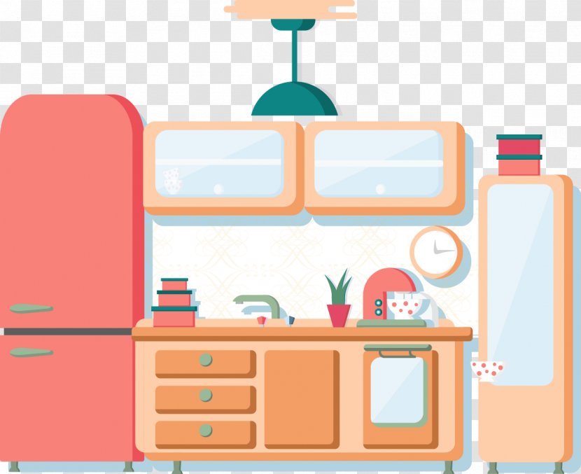 Table Kitchen Refrigerator Chair - Vector Transparent PNG