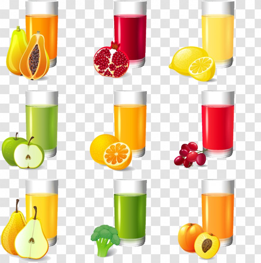 Orange Juice Cocktail Smoothie Drink - A Variety Of Fruit Juices And Vegetables Image Transparent PNG