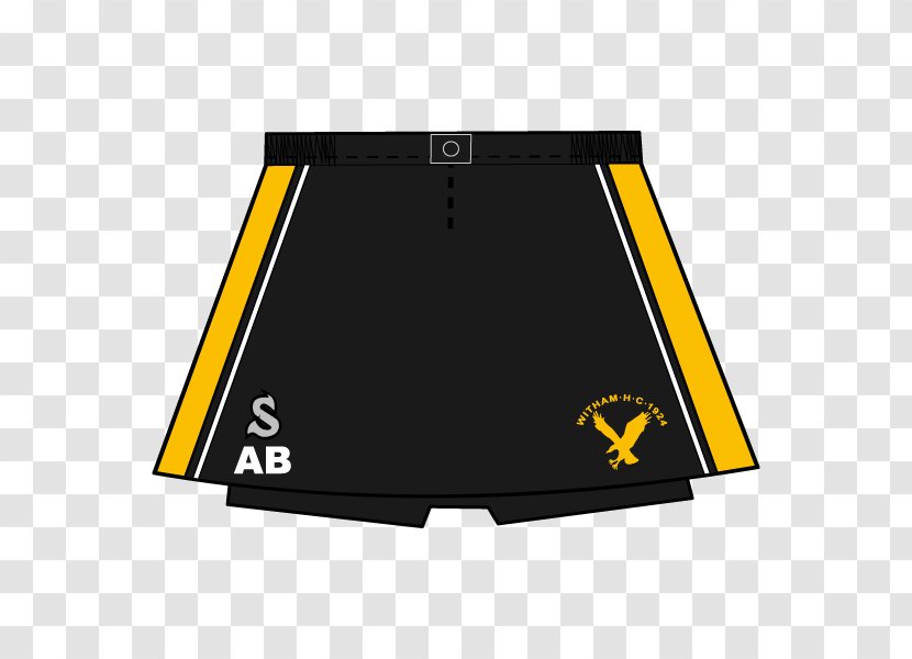 Product Design Shorts Brand Line - Yellow - Silver Hockey Stick Logo Transparent PNG