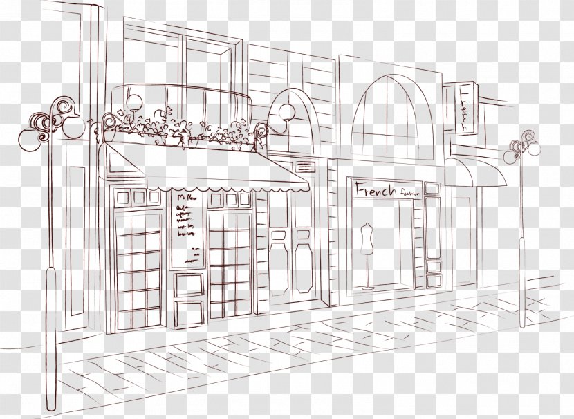 Architecture Drawing Building - Facade - Vector Line Store Transparent PNG
