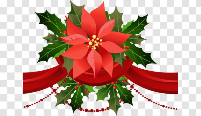 Poinsettia Clip Art Garland Christmas Day Decoration - Ornament Transparent PNG