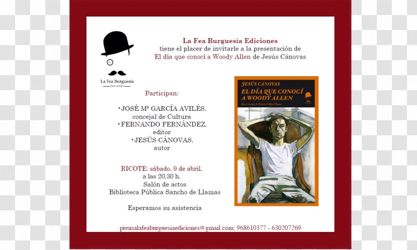 Biblioteca Pública Municipal Sancho De Llamas Murcia Presentation Flyer La Fea Burguesía Ediciones - Woody Transparent PNG